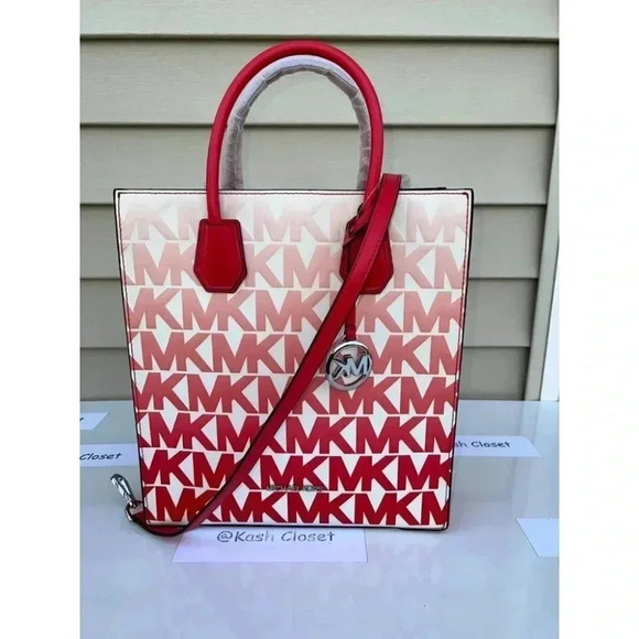 Michael Kors MK Mercer Medium Graphic Ombré Print Faux Leather Shopper Tote Bag - Picture 1 of 11